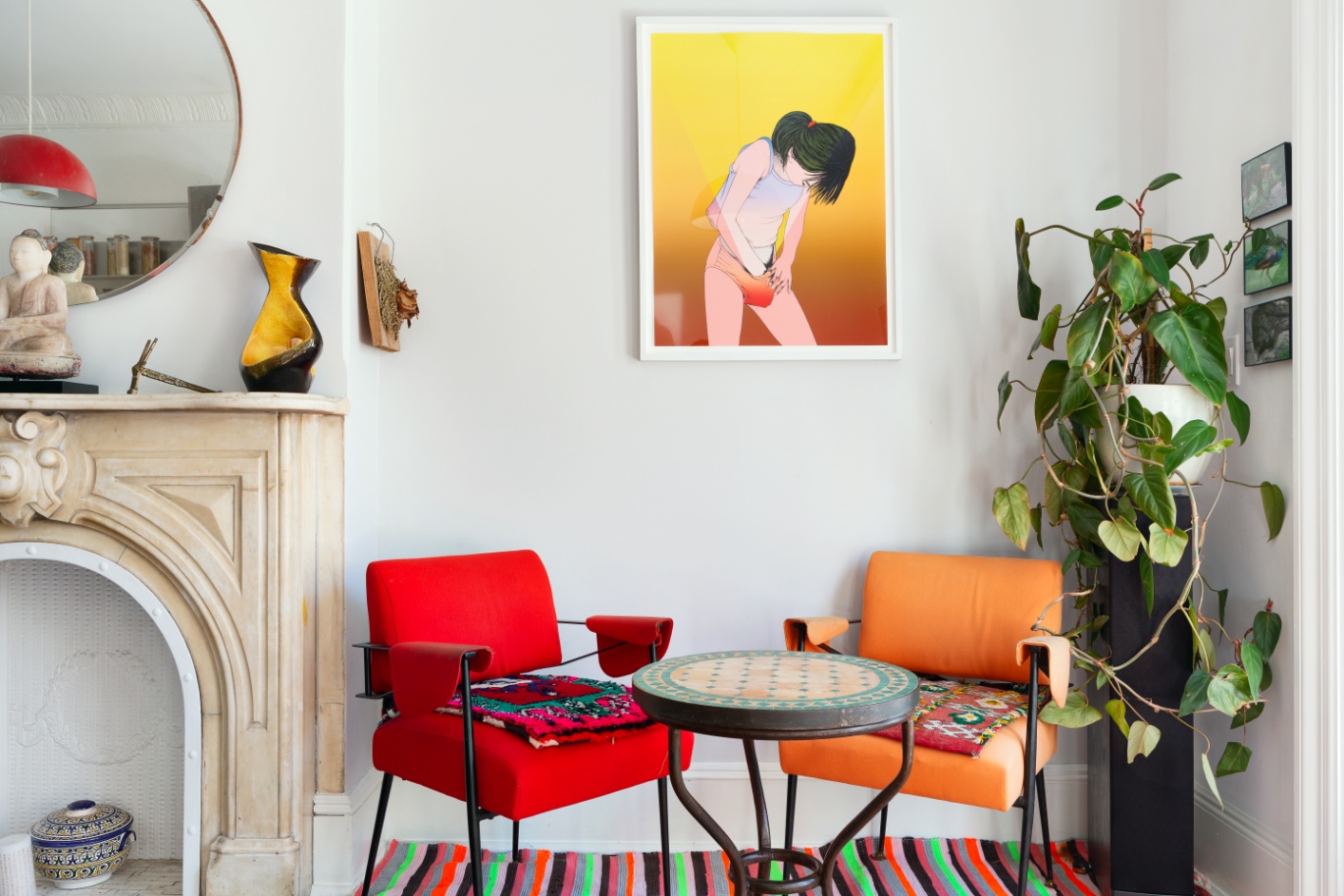 diamond cocoon red armchairs