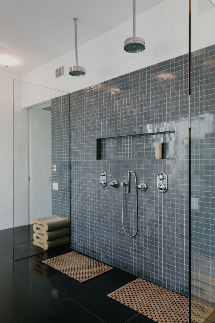 cocoon eximia double shower blue tile bathroom cocoon eximia double shower blue tile bathroom