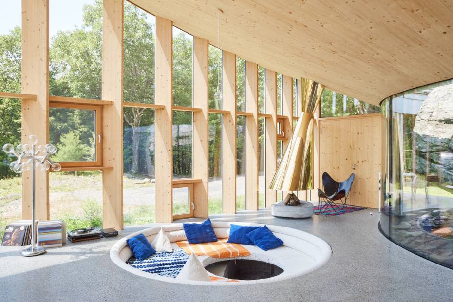 cocoon casa cometa living area wood ceiling glass windows cocoon casa cometa living area wood ceiling glass windows