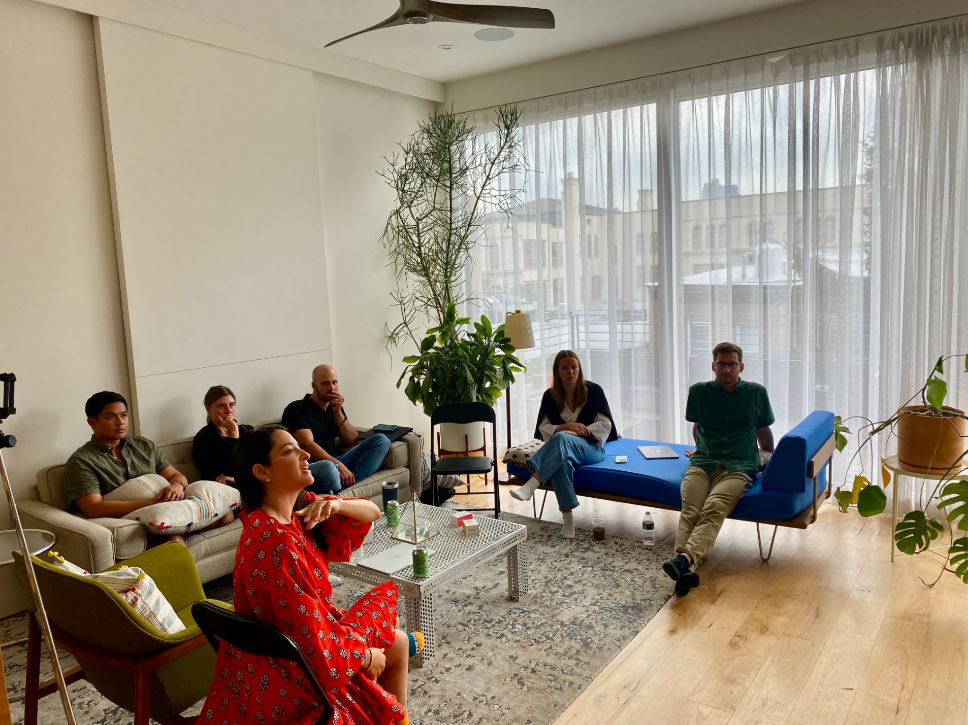 cocoon casa caeli bts offsite team meeting Behind-the-scenes look at an offsite team meeting at Casa Caeli, showcasing a collaborative setup perfect for corporate meeting, brainstorming sessions, and media productions.